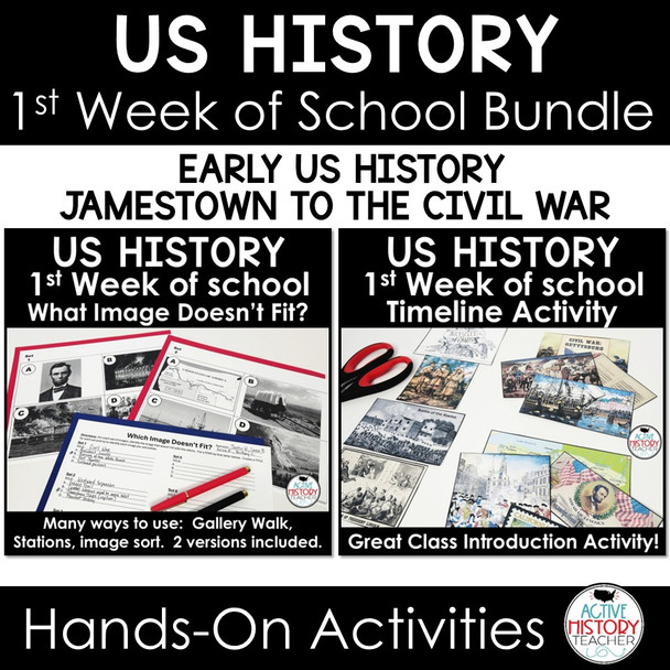 1st Day of School Activities US History Back to School Class Introduction 8th