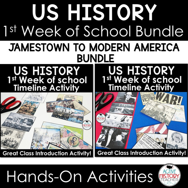 1st Day of School Activity US History Timeline Activity Class Intro Bundle