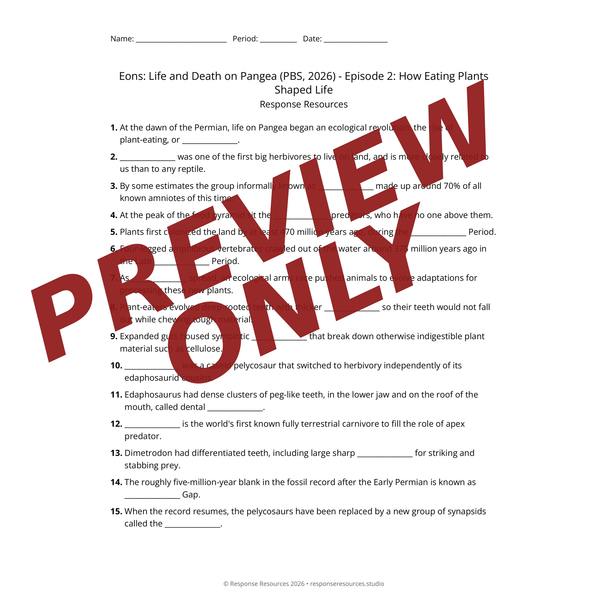 Eons Life and Death on Pangea Ep 2 Eating Plants Video Worksheet
