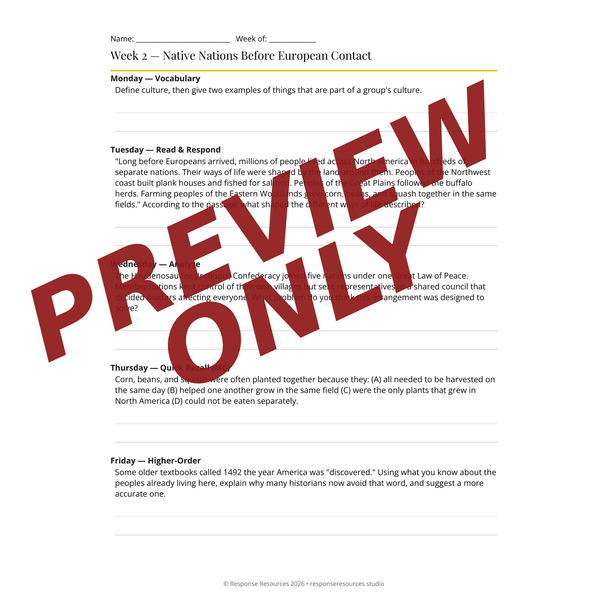 US History Bell Ringers FULL YEAR - 180 Daily Warm-Ups (Grades 6-8)