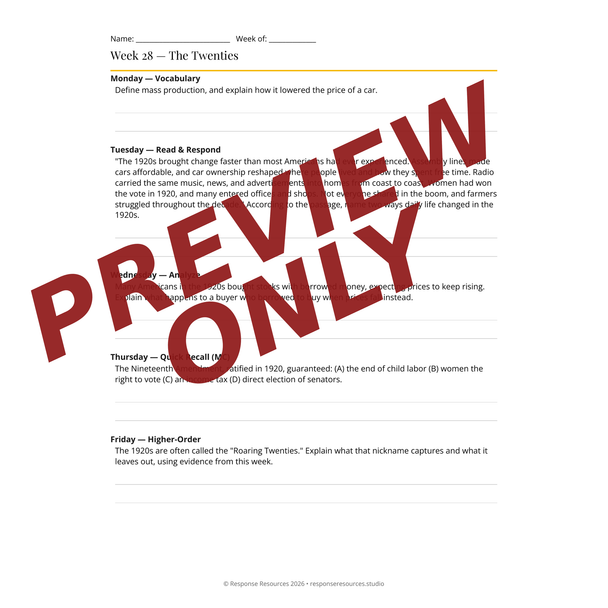 US History Bell Ringers Unit 4 - 45 Daily Warm-Ups (Grades 6-8)