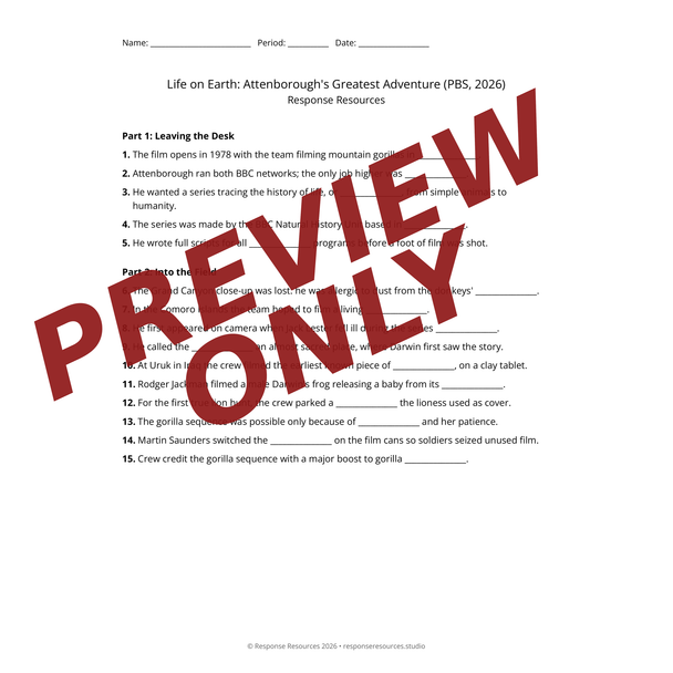PBS Life on Earth Attenborough's Greatest Adventure Worksheet + Google Forms