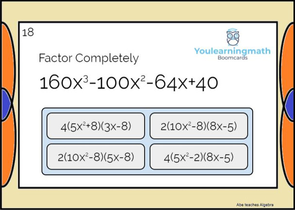 Factoring 4 term polynomials by GROUPING - Google Quiz - Automatic Grading