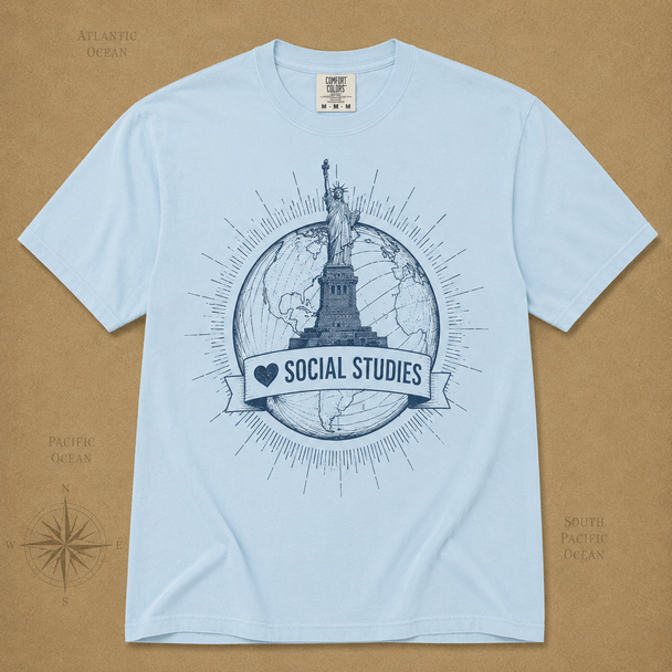 I Heart Social Studies Shirt - Comfort Colors and Next Level 