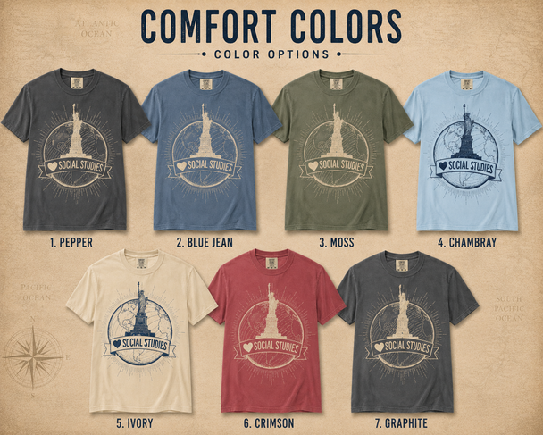 I Heart Social Studies Shirt - Comfort Colors and Next Level 