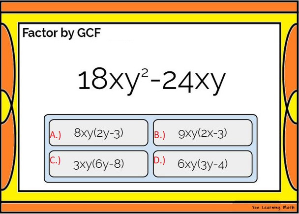 Factoring Polynomials by Greatest Common Factor (GCF)- Google Forms Quiz