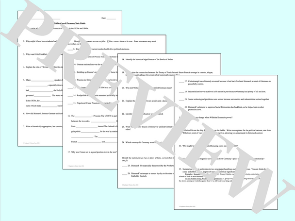 The Unification of Germany PowerPoint and Note Guide