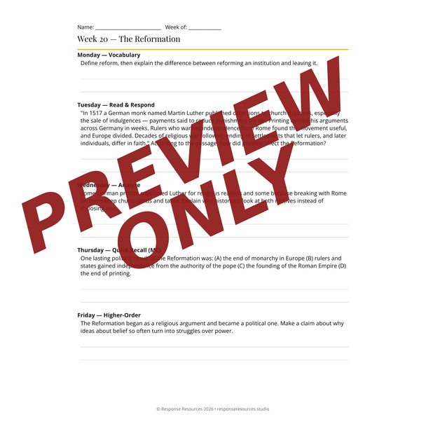 World History Bell Ringers Unit 3 - 45 Daily Warm-Ups (Grades 6-8)