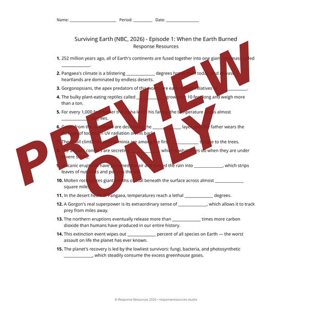 Surviving Earth NBC Ep 1 When the Earth Burned Video Worksheet + Google Forms