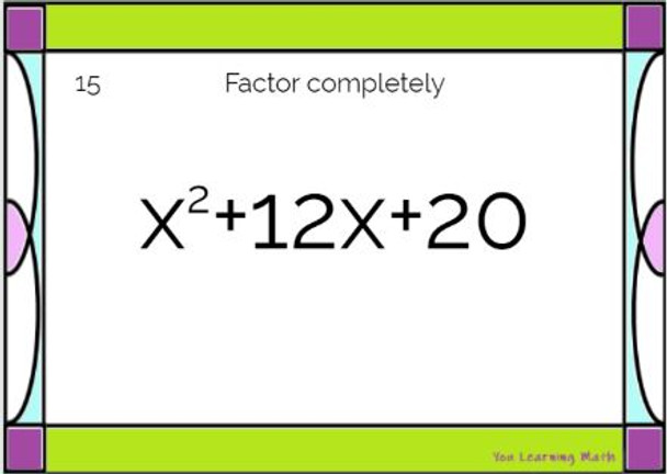 Factoring Quadratic Trinomials where a=1 and Factoring the Difference of Perfect Squares: Google Slides - 21 Problems