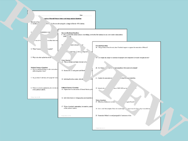 The Annexation of Hawaii Primary Source and Image Analysis Stations Activity