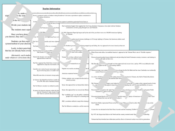 The Vietnam War DBQ and Activities Bundle