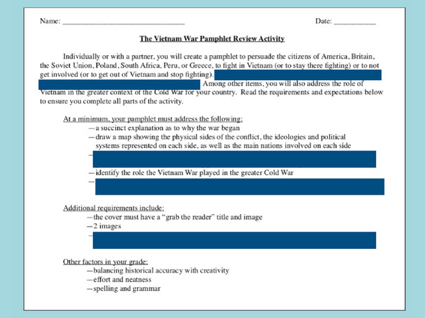 The Vietnam War DBQ and Activities Bundle