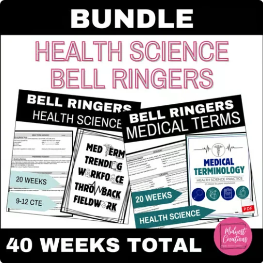 Healthcare Bell Ringers Bundle Health Science Medical Terminology Daily Work CTE