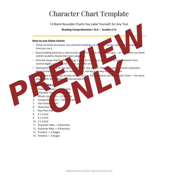 Character Chart Template | 14 Blank Reusable Charts for Any Text