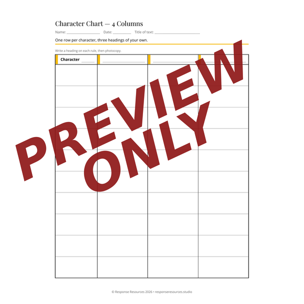 Character Chart Template | 14 Blank Reusable Charts for Any Text