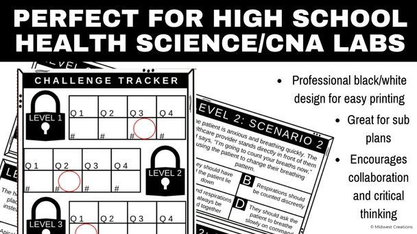 Vital Signs Clinical Skills Challenge | Health Science Task Cards | Scenarios