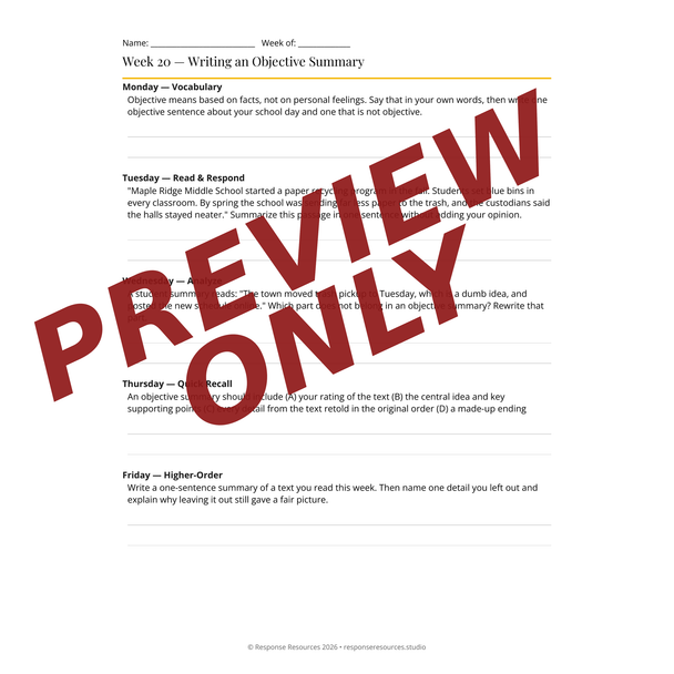 English Language Arts Bell Ringers Unit 3 - 45 Warm-Ups (Grades 6-8)