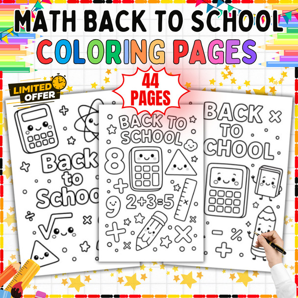 44 Back to School Math Coloring Pages | Elementary Math Activities PDF