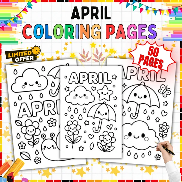 50 April Coloring Pages | Spring Printable Activity Sheets PDF