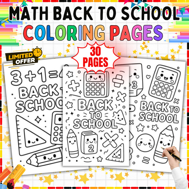 30 Back to School Math Coloring Pages | Elementary Math Activities PDF