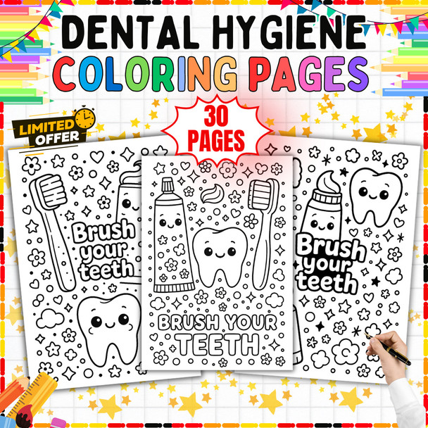 Dental Hygiene Coloring Pages PDF, 30 Brush Your Teeth Designs