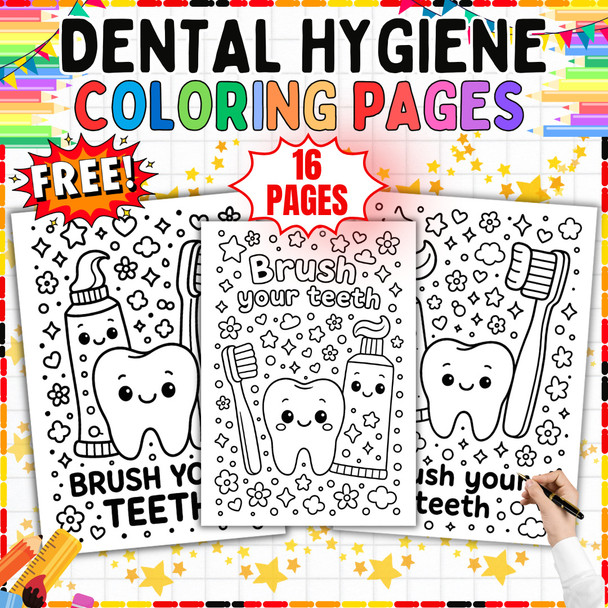 Dental Hygiene Coloring Pages: 16-Page Brush Your Teeth Activity