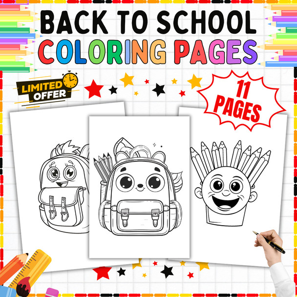 Back to School Coloring Pages: 11-Page School Activity PDF