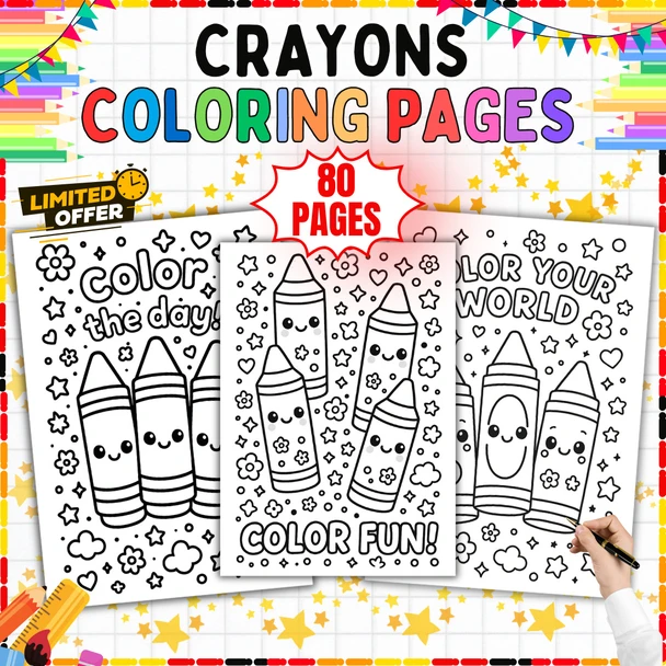 Crayon Coloring Pages: 80-Page Creative Activity Book