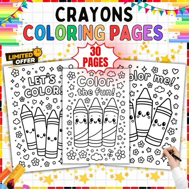 Crayon Coloring Pages: 30 Crayon and Coloring Designs