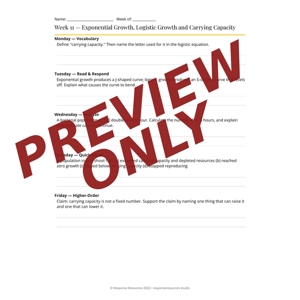 Environmental Science Bell Ringers Unit 2 - 45 Daily Warm-Ups (Grades 9-12)