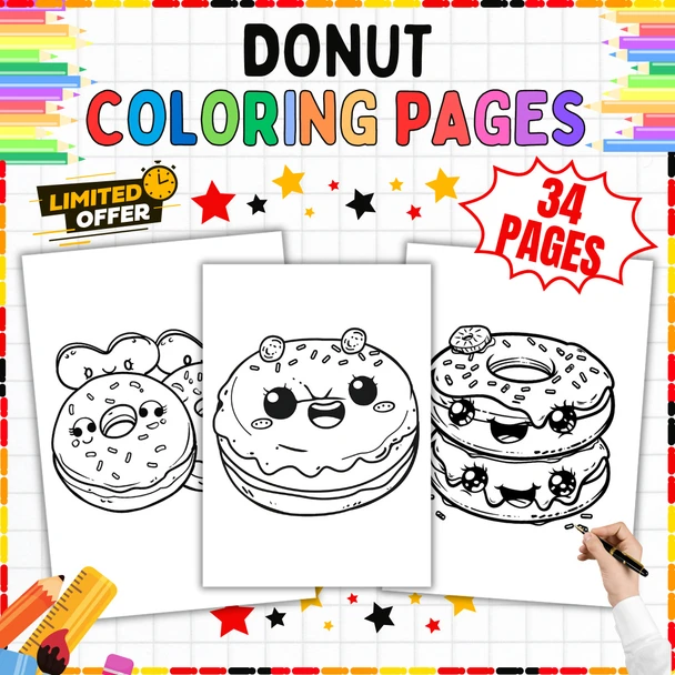 Donut Coloring Pages: 34 Frosted Treat Designs