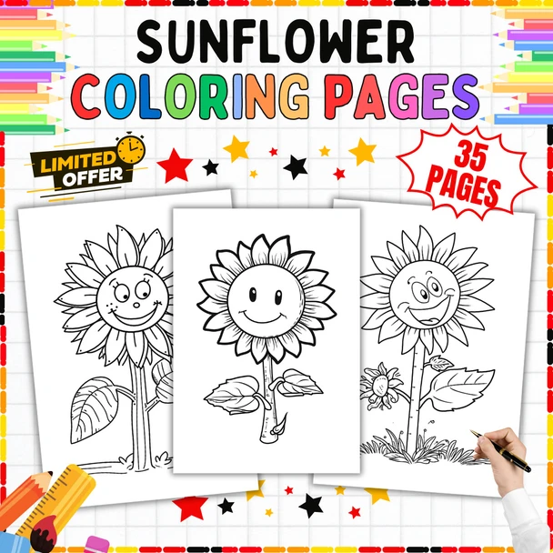 Sunflower Coloring Pages: 35 Printable Coloring Sheets PDF