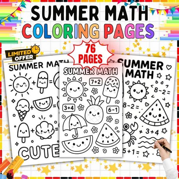 Summer Math Coloring Pages: 76 Math and Summer Designs