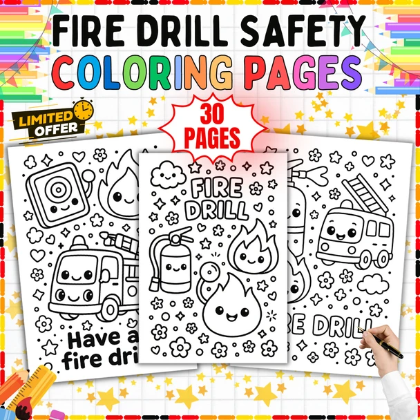 Fire Drill Safety Coloring Pages PDF: 30-Page Preparedness Activity