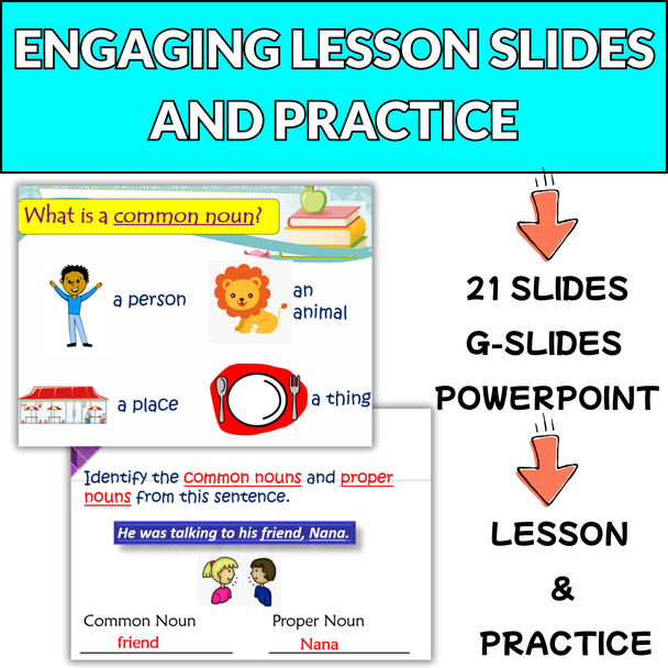 EFL / ESL Common and Proper Nouns - Editable Lesson Slides & Worksheets