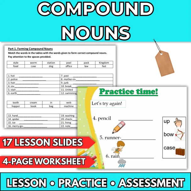 EFL / ESL Compound Nouns - Editable Lesson Slides & Worksheets