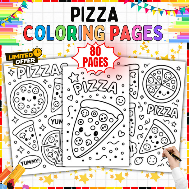 Pizza Coloring Pages: 80 Food Art Activity Sheets