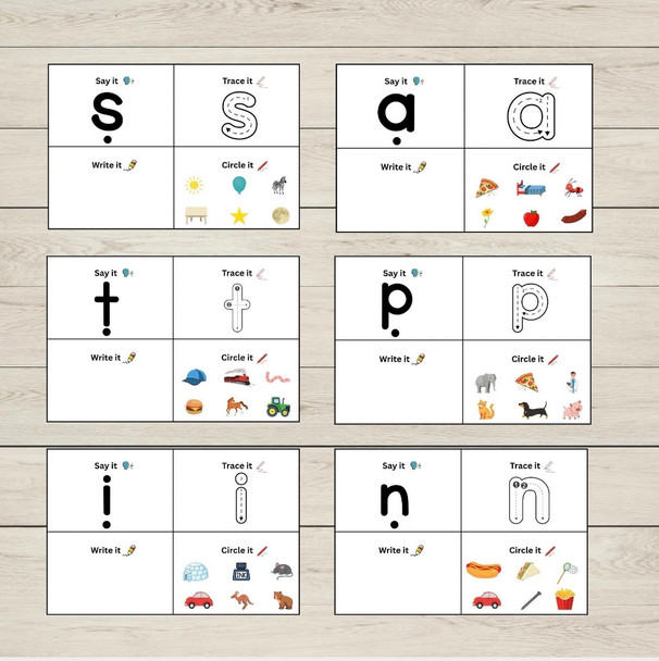 SATPIN Phonics Activity Boards Printable, Group 1 Letter Sound Cards, Beginning Initial Sounds Practise