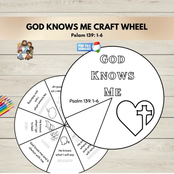 FREE Psalm 139:1–6 Bible Craft Activity | God Knows Me Coloring Wheel