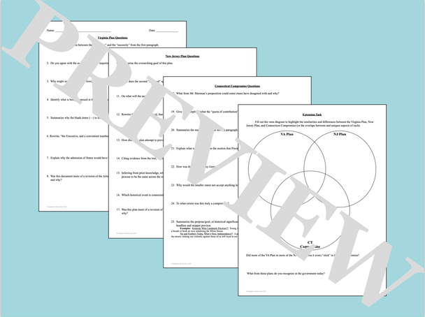 The Virginia Plan New Jersey Plan Connecticut Compromise Primary Source Analysis