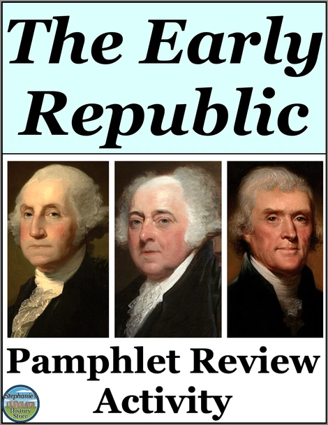 Early American History Pamphlet Activity for Washington Adams Jefferson