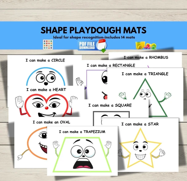 2D Shape Playdough Mats | Shape Recognition & Fine Motor Maths Activity