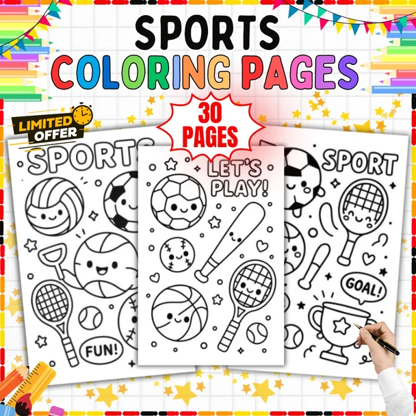 Sports Coloring Pages Cx: 30 Printable Coloring Sheets PDF