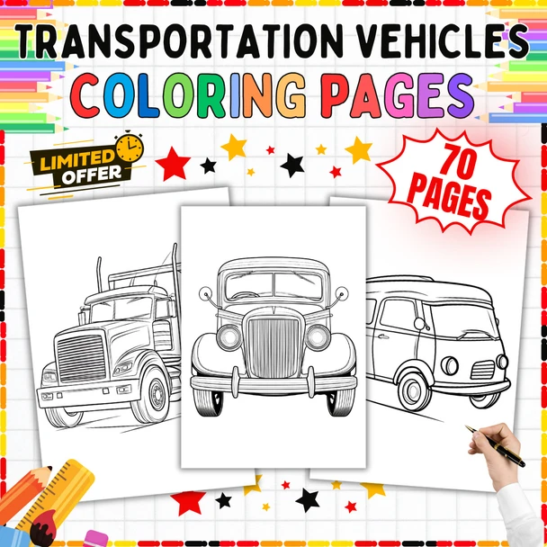Transportation Vehicles Coloring Pages: 70 Printable Coloring Sheets PDF