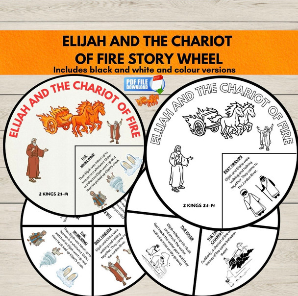 Elijah & Elisha Coloring Wheel Bible Craft | The Chariot of Fire Story Activity