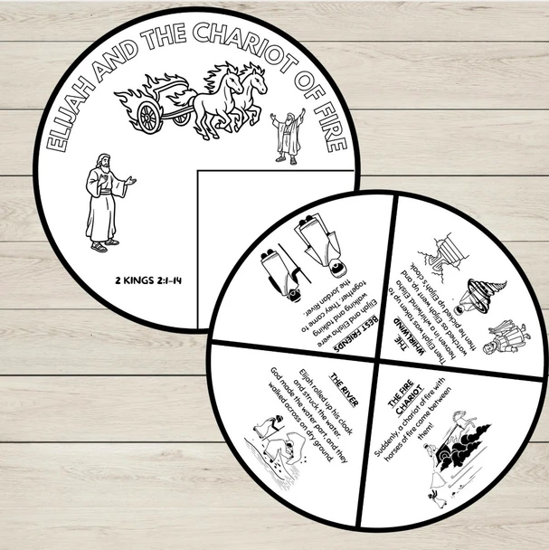 Elijah & Elisha Coloring Wheel Bible Craft | The Chariot of Fire Story Activity