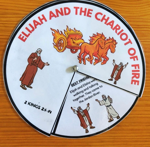 Elijah & Elisha Coloring Wheel Bible Craft | The Chariot of Fire Story Activity