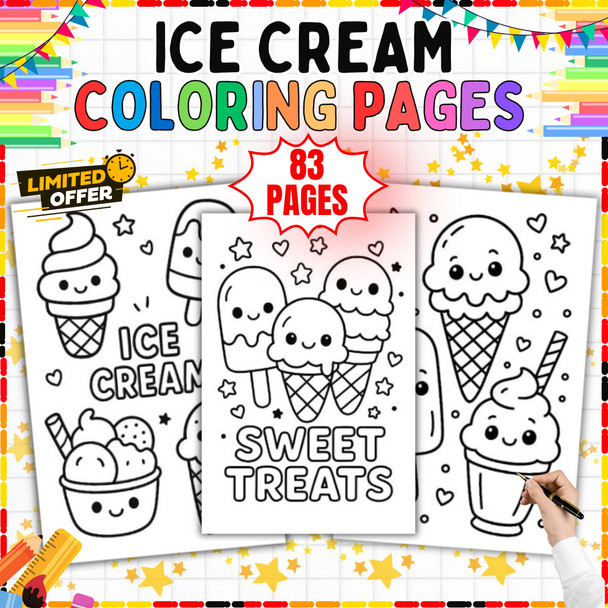 Ice Cream Coloring Pages: 83-Page Sweet Treat Activity Book