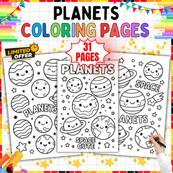 Planets Coloring Pages: 31 Cute Space Designs